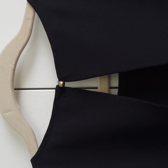 Banana Republic Black Attached Camisole Tiered Sleeveless Fluted Hem Dress Sz 14 - Picture 6 of 16